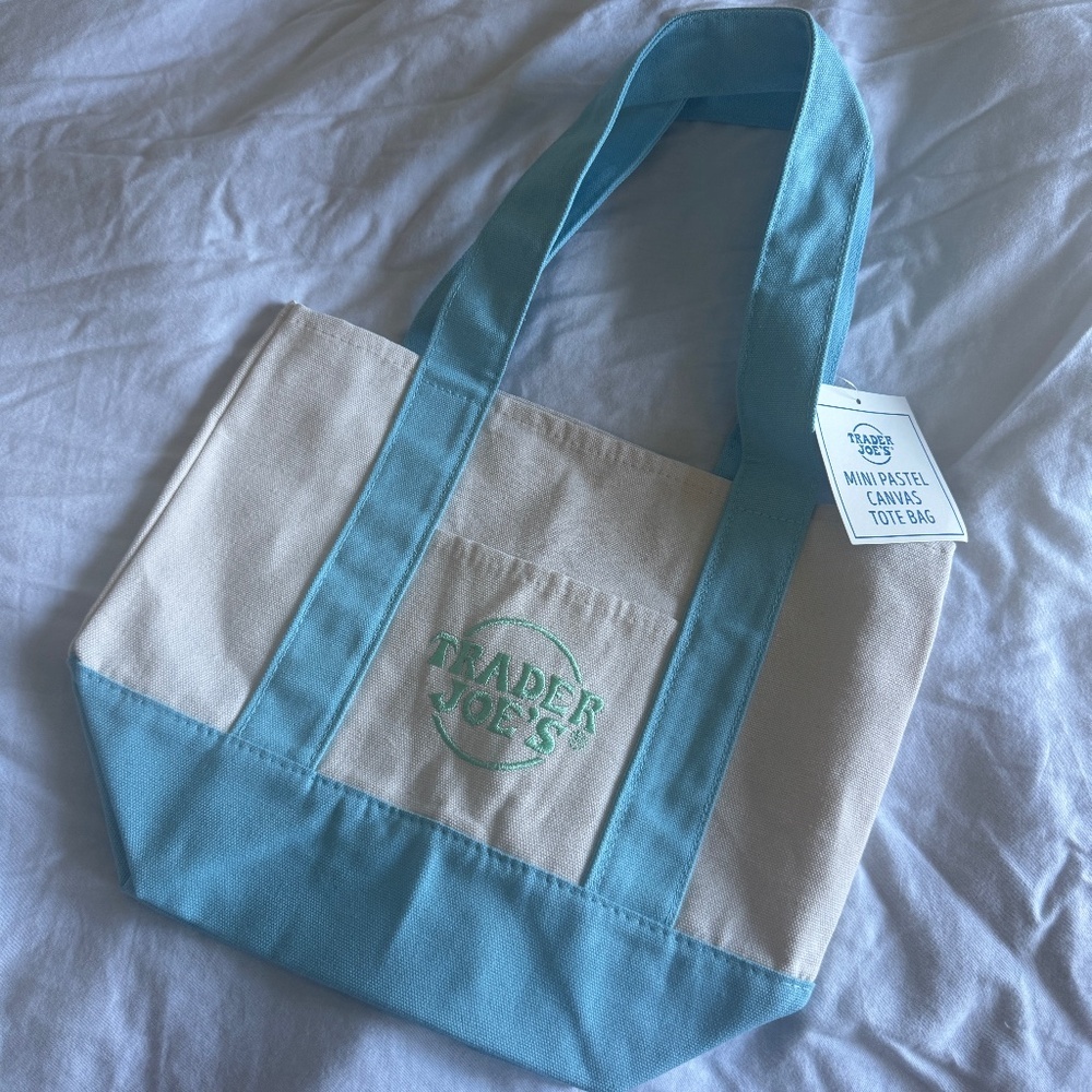 🆕🩵 Trader Joes Mini Tote Pastel Blue